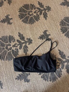 aerie Black Asymmetrical One-Shoulder Swim Top